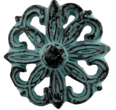 Antique Sage Green Floral Iron Cabinet Knobs